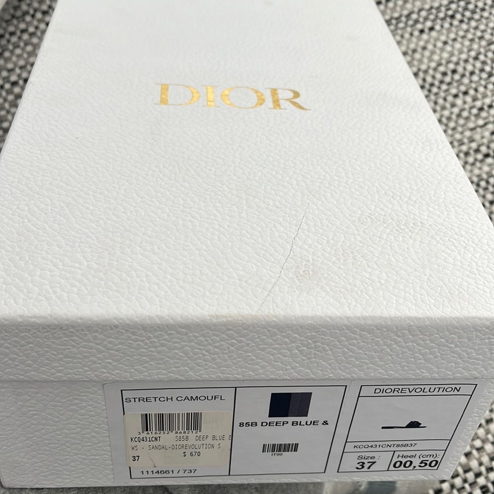 Brands new never worn Christian Dior slide navy blue velcro size 37 authentic